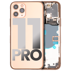 Back Housing W/ Small Components Pre-Installed Compatible For iPhone 11 Pro (Used OEM Pull: Grade C) (Matte Gold)