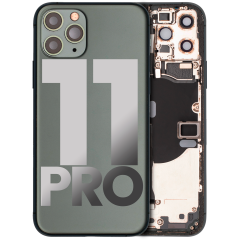 Back Housing W/ Small Components Pre-Installed Compatible For iPhone 11 Pro (Used OEM Pull: Grade C) (Matte Midnight Green)