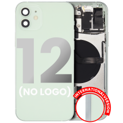 Back Housing W/ Small Components Pre-Installed Compatible For iPhone 12 (No Logo) (Aftermarket Plus) (International Version) (Green)
