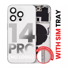 Back Housing W/ Small Pre-Installed Compatible For iPhone 14 Pro (International Version) (No Logo) (Aftermarket Plus) (Silver)
