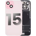 Back Glass With Steel Plate With Wireless NFC Charging MagSafe Magnet & Flashlight Flex Compatible For iPhone 15 (Used OEM Pull: Grade A) (Pink)