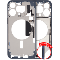 Mid-Frame Housing With Power And Volume Button Compatible For iPhone 15 Pro Max (US Version) (Used OEM Pull: Grade B) (Blue Titanium)